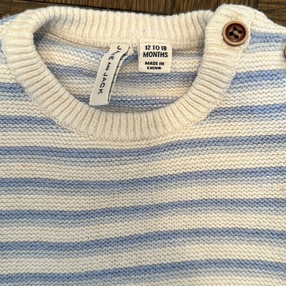 Janie and Jack striped light blue and white sweater 12-18 mon - Picture 2 of 3